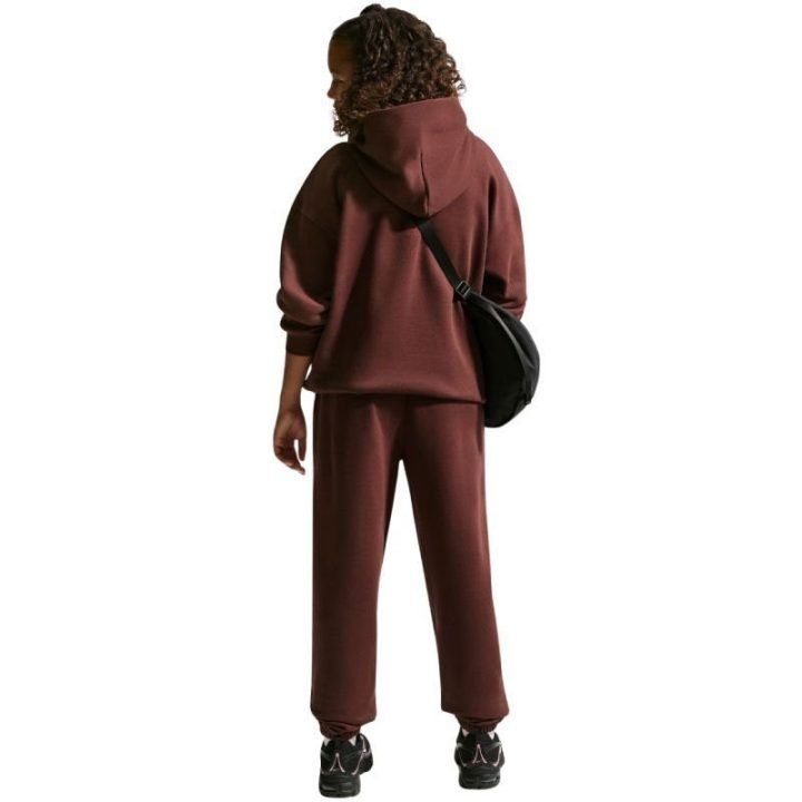 Vaikiškos medvilninės sportinės kelnės Nike Sportswear Studio Fleece, rudos