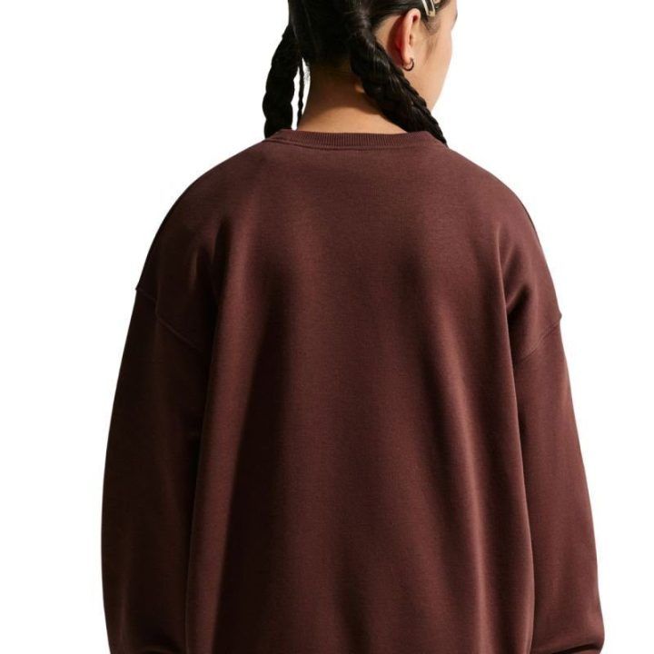 Vaikiškas oversize medvilninis džemperis Nike Sportswear Studio, rudas