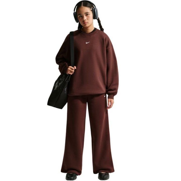 Vaikiškas oversize medvilninis džemperis Nike Sportswear Studio, rudas
