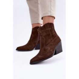 Moteriški kaubojiško stiliaus zomšiniai aulinukai, rudi
