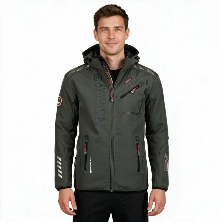 Vyriška softshell striukė Geographical Norway, tamsiai pilka ir juoda