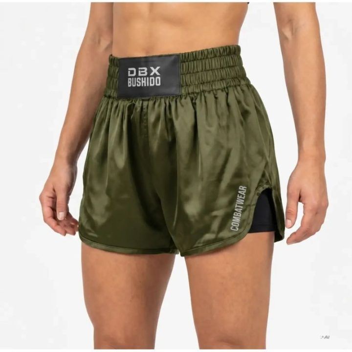 Moteriški Muay Thai šortai DBX Bushido Combatwear, kariškai žali