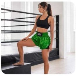 Moteriški Muay Thai šortai DBX Bushido Combatwear, pasteliniai žali