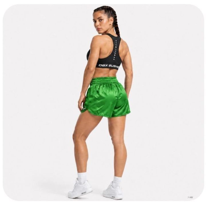 Moteriški Muay Thai šortai DBX Bushido Combatwear, pasteliniai žali
