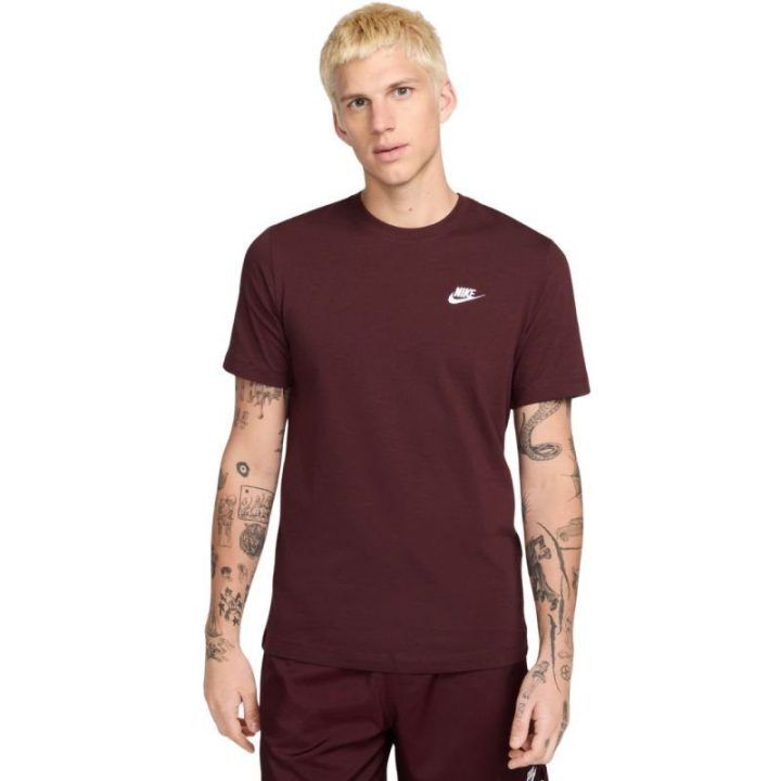 Vyriški medvilniniai marškinėliai Nike Club Tee, bordo