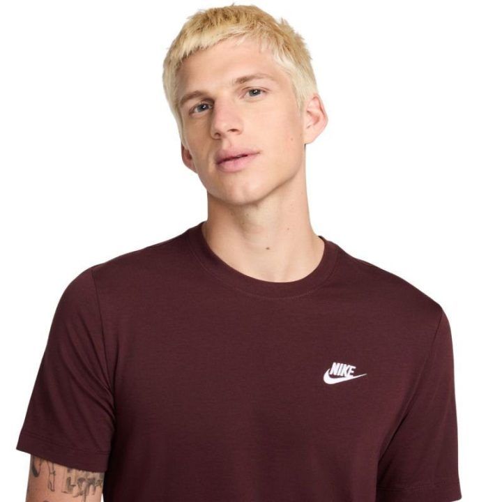 Vyriški medvilniniai marškinėliai Nike Club Tee, bordo