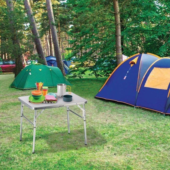 Sulankstomas aliumininis turistinis stalas Camp Active, 75 × 55 × 60 cm