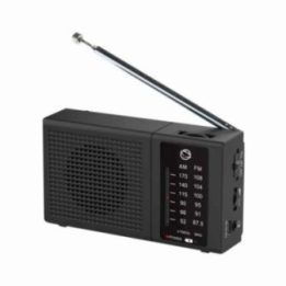 Nešiojamasis FM/AM radijas su akumuliatoriumi Manta Costa, juodas