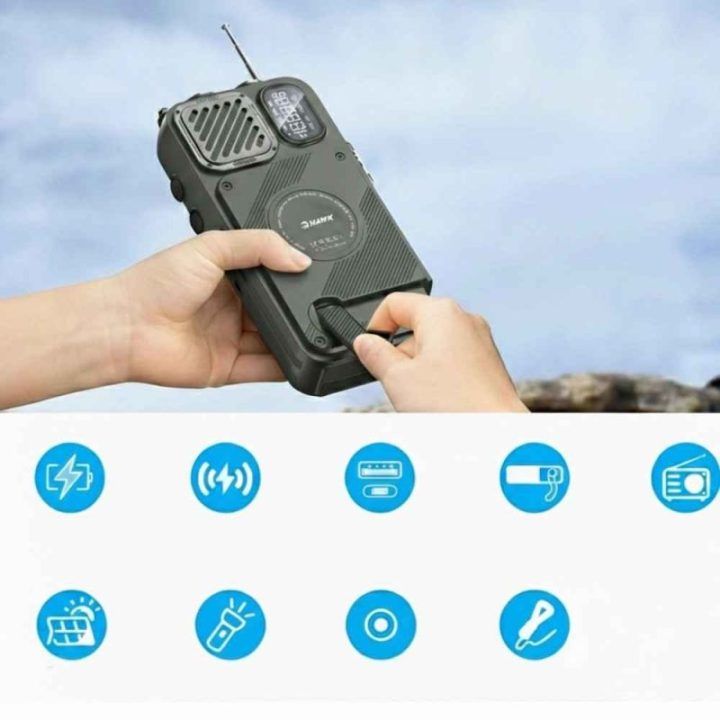 Radijas su saulės baterija Hawk HWRDI440GN, 16 000 mAh, juodas