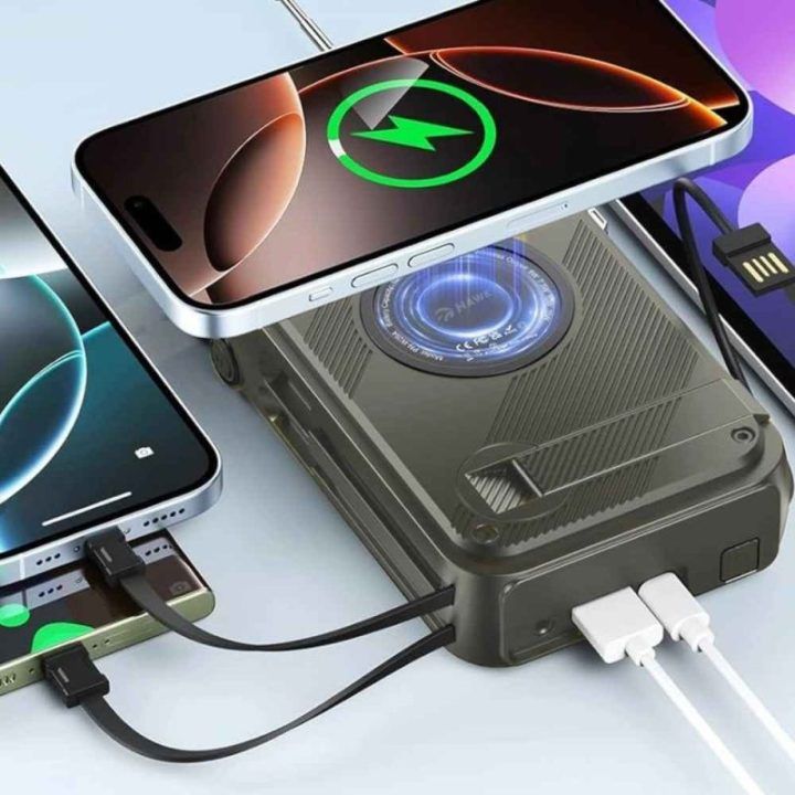 Radijas su saulės baterija Hawk HWRDI440GN, 16 000 mAh, juodas