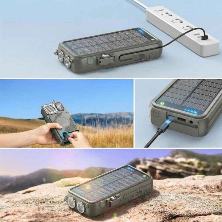 Radijas su saulės baterija Hawk HWRDI440GN, 16 000 mAh, juodas