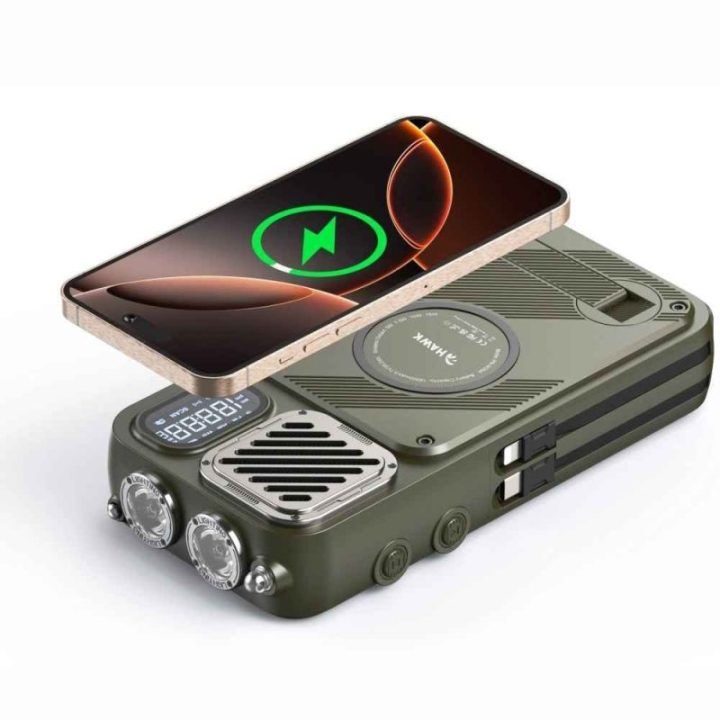 Radijas su saulės baterija Hawk HWRDI440GN, 16 000 mAh, juodas
