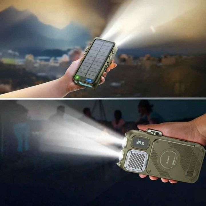 Radijas su saulės baterija Hawk HWRDI440GN, 16 000 mAh, juodas