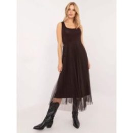 Moteriškas megztinio ir suknelės komplektas Italy Moda, tamsiai rudas