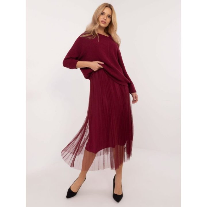 Moteriškas megztinio ir suknelės komplektas Italy Moda, bordo