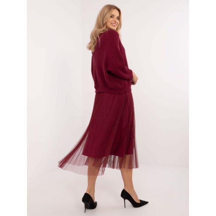 Moteriškas megztinio ir suknelės komplektas Italy Moda, bordo
