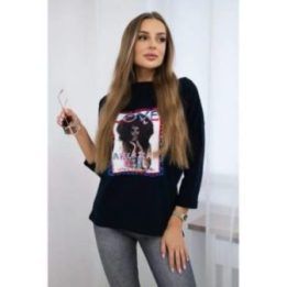 Moteriška palaidinė su „American Girl“ grafika, tamsiai mėlyna