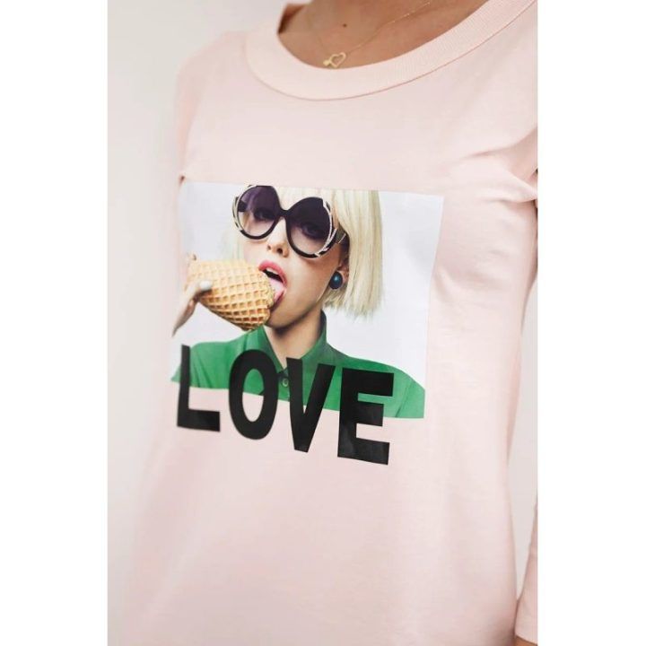 Suknelė su „Love“ užrašu, pudros rožinė