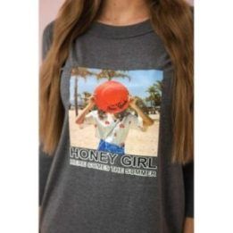 Medvilninė suknelė su „Honey girl“ užrašu, grafito