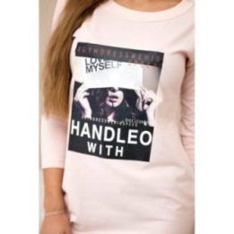 Suknelė su „Handle with“ spaudu, pudros rožinė