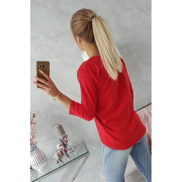 Moteriška medvilninė palaidinė su užrašu „Original“, raudona
