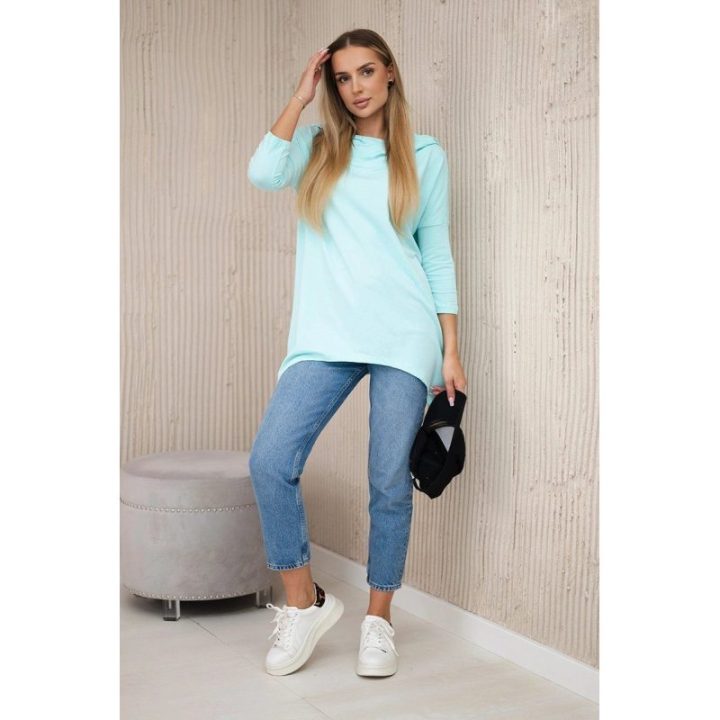Moteriškas medvilninis džemperis su dviračio raštu, mėtinis