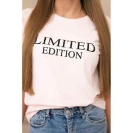 Moteriška medvilninė palaidinė su užrašu „Limited edition“, juoda
