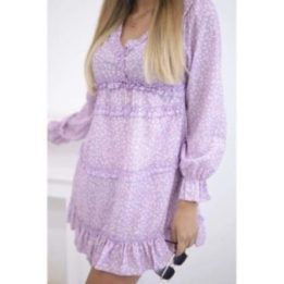 Suknelė su V formos iškirpte ir raukiniais, violetinė