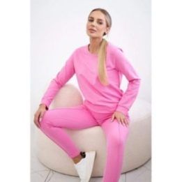 Moteriškas medvilninis sportinis komplektas, šviesiai rožinis