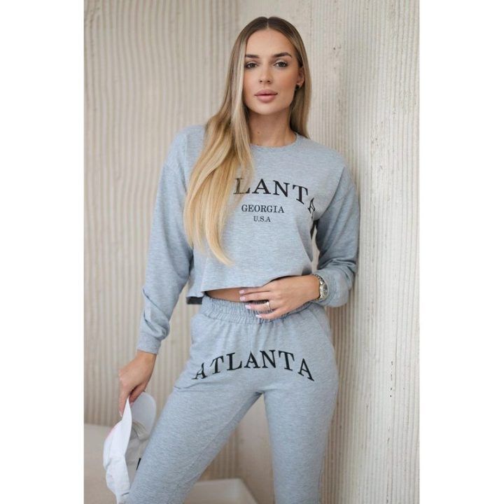 Moteriškas komplektas su „Atlanta“ užrašu, pilkas