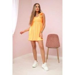 Medvilninė suknelė su šoniniais raukiniais, oranžinė