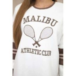 Moteriškas pašiltintas džemperis su „Malibu“ užrašu, kreminis