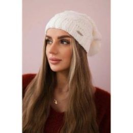 Moteriška žieminė kepurė su fliso pamušalu Sandra, balta
