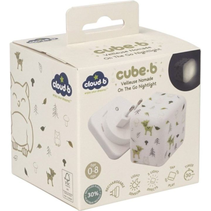 Naktinis LED šviestuvas su jutikliu Cloud B Cube B, 7 × 7 × 7 cm