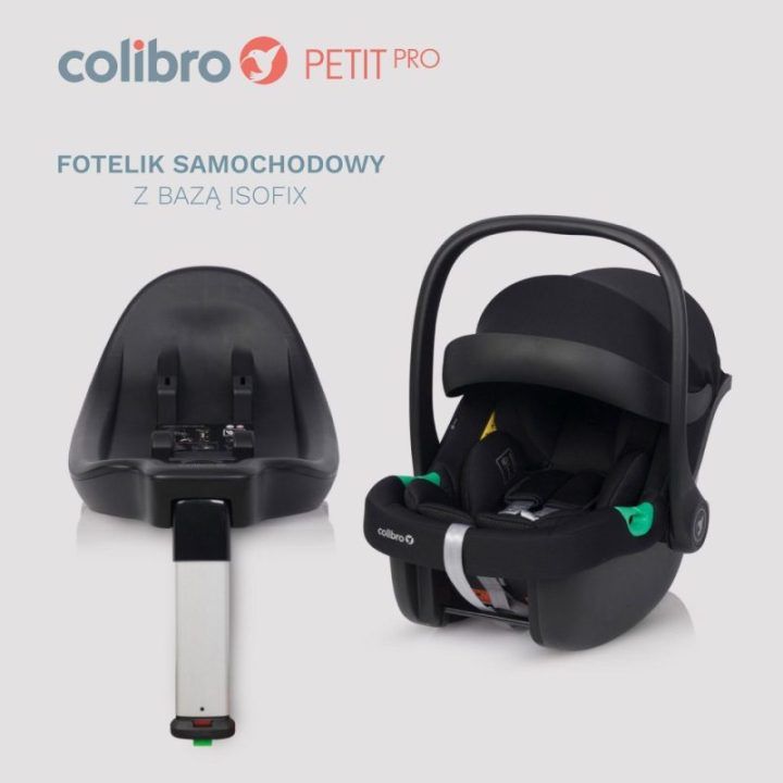 Automobilinė kėdutė su ISOFIX baze Colibro Petit Pro, juoda