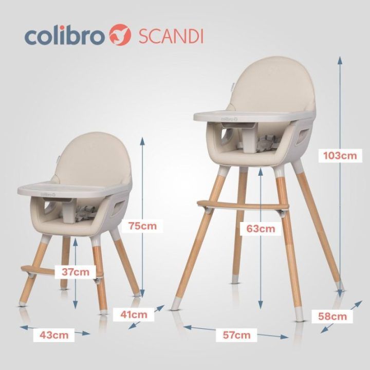 Vaikiška maitinimo kėdutė 3 viename Colibro Scandi, migdolo spalvos