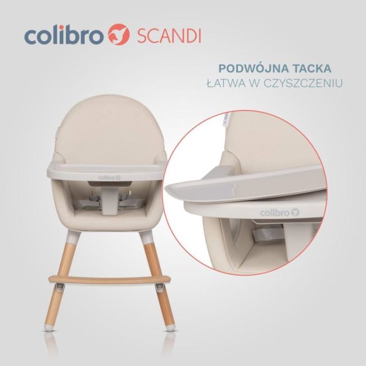 Vaikiška maitinimo kėdutė 3 viename Colibro Scandi, migdolo spalvos
