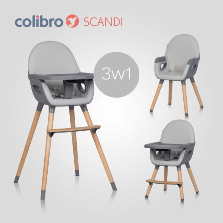 Maitinimo kėdutė 3 viename Colibro Scandi, pilka
