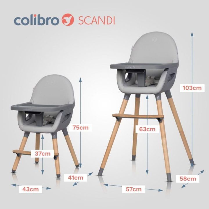 Maitinimo kėdutė 3 viename Colibro Scandi, pilka