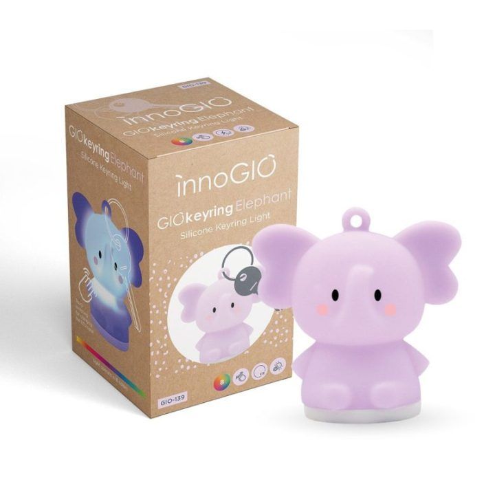 Silikoninis šviečiantis raktų pakabukas InnoGio GIOkeyring Elephant