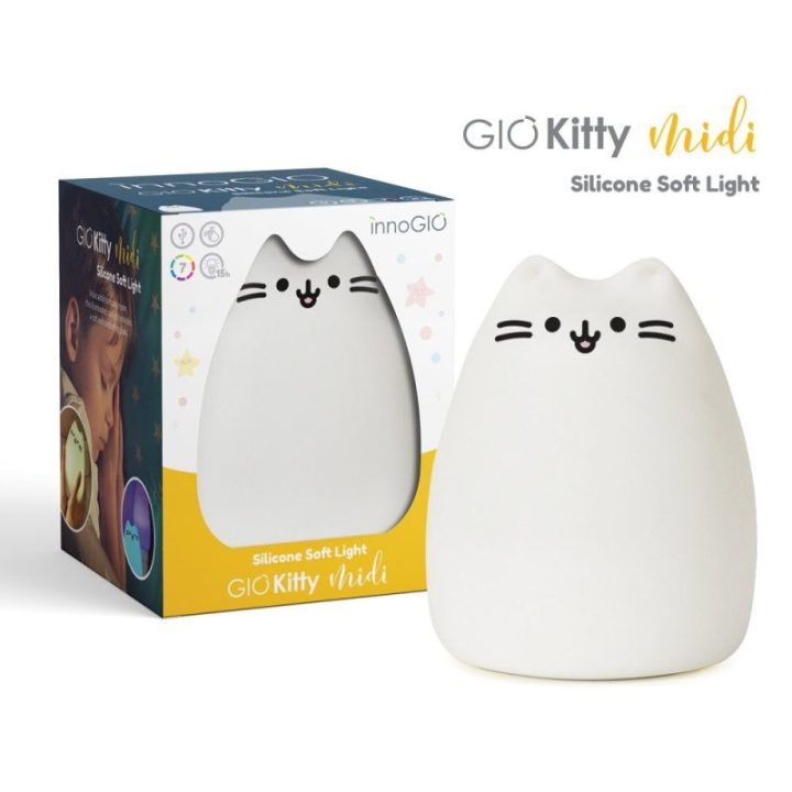 Silikoninė LED naktinė lemputė su 7 spalvomis InnoGIO Kitty Midi