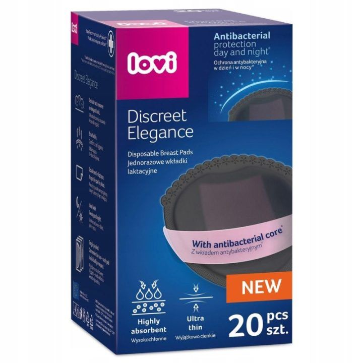 Žindymo įklotai LOVI Discreet Elegance, 20 vnt., juodi