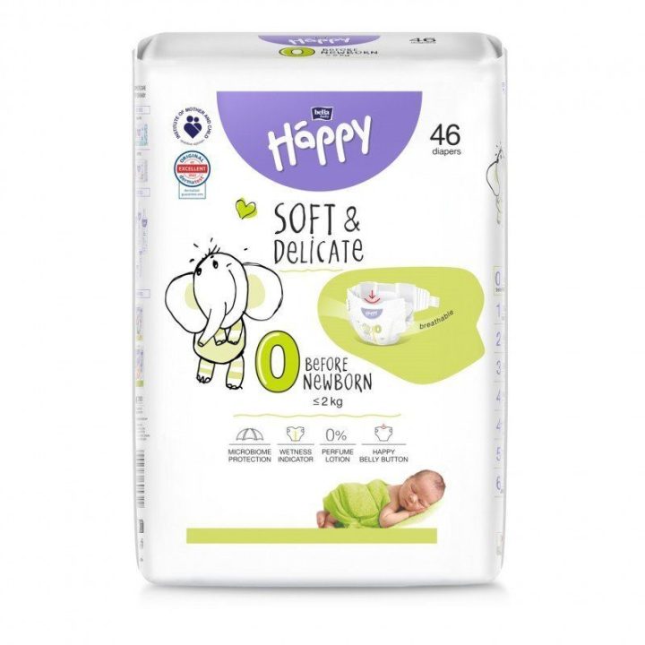 Sauskelnės naujagimiams iki 2 kg Bella Baby Happy, 46 vnt