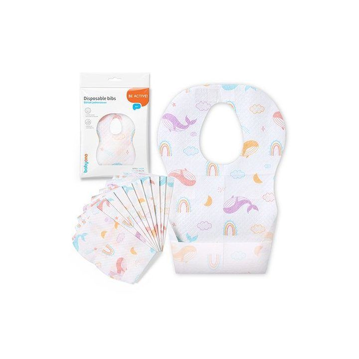 Vienkartiniai seilinukai su kišene BabyOno, 10 vnt., 15 × 20 cm