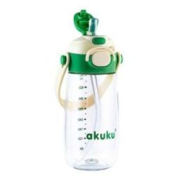 Vaikiška gertuvė su šiaudeliu Akuku, nuo 5 metų, 480 ml, žalia