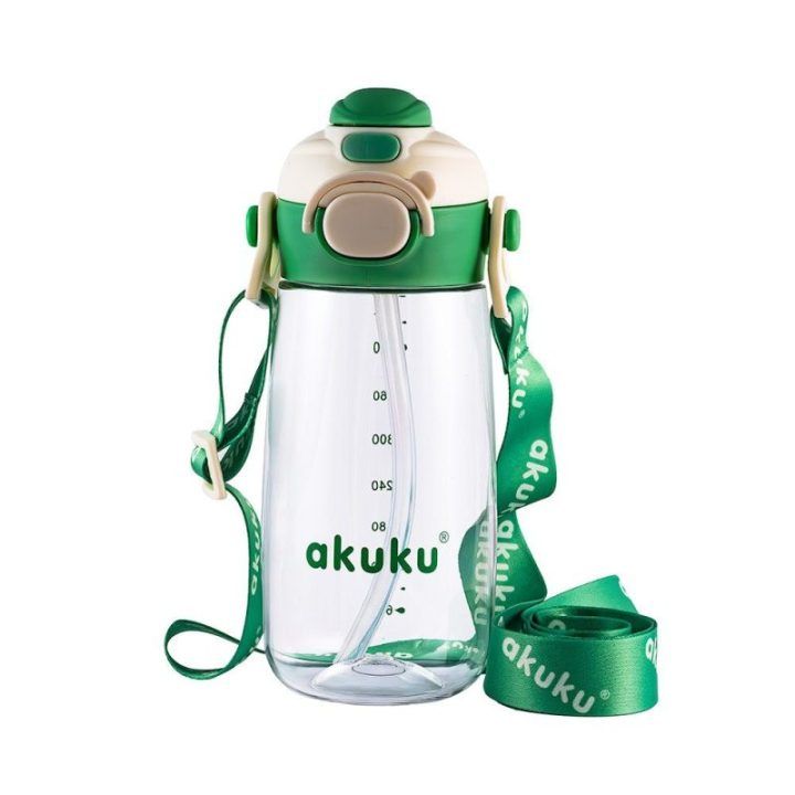 Vaikiška gertuvė su šiaudeliu Akuku, nuo 5 metų, 480 ml, žalia