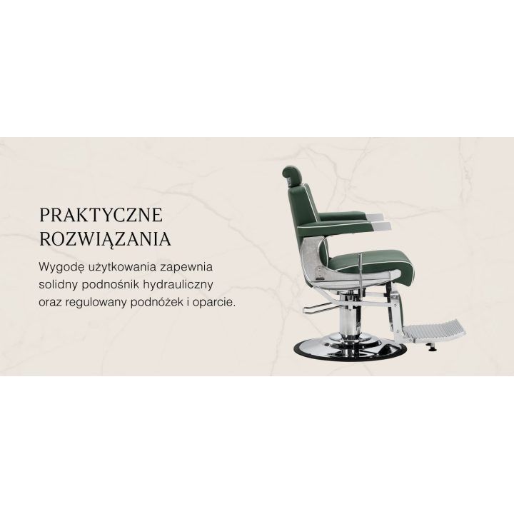 Barberio krėslas su hidrauliniu keltuvu Gabbiano Visionerio, žalias