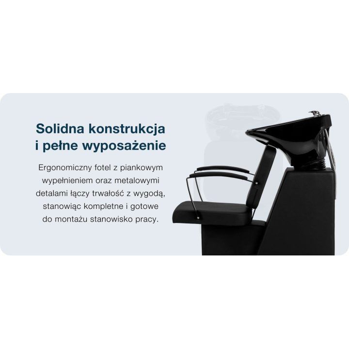 Plaukų plovimo kriauklė su krėslu Hair System Edge Noir, juoda