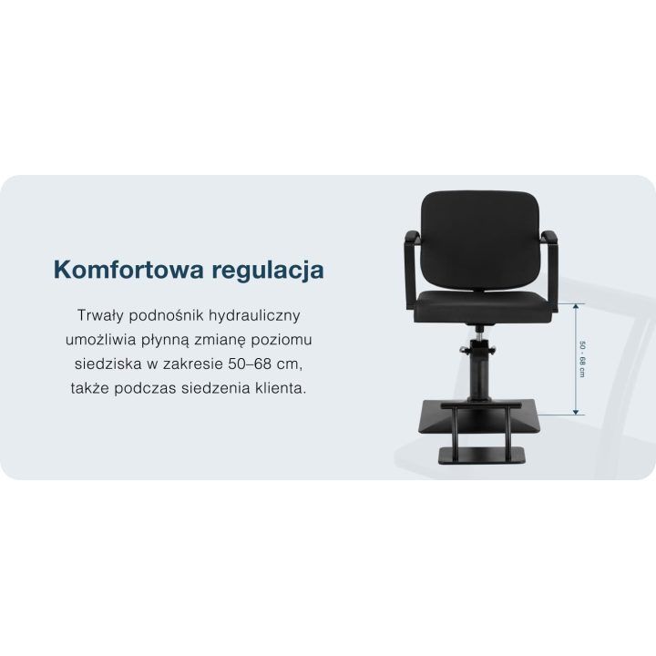 Kirpyklos krėslas su hidrauliniu keltuvu Hair System Edge Noir, juodas