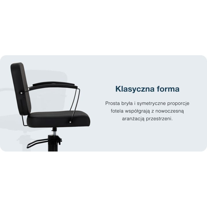 Kirpyklos krėslas su hidrauliniu keltuvu Hair System Edge Noir, juodas
